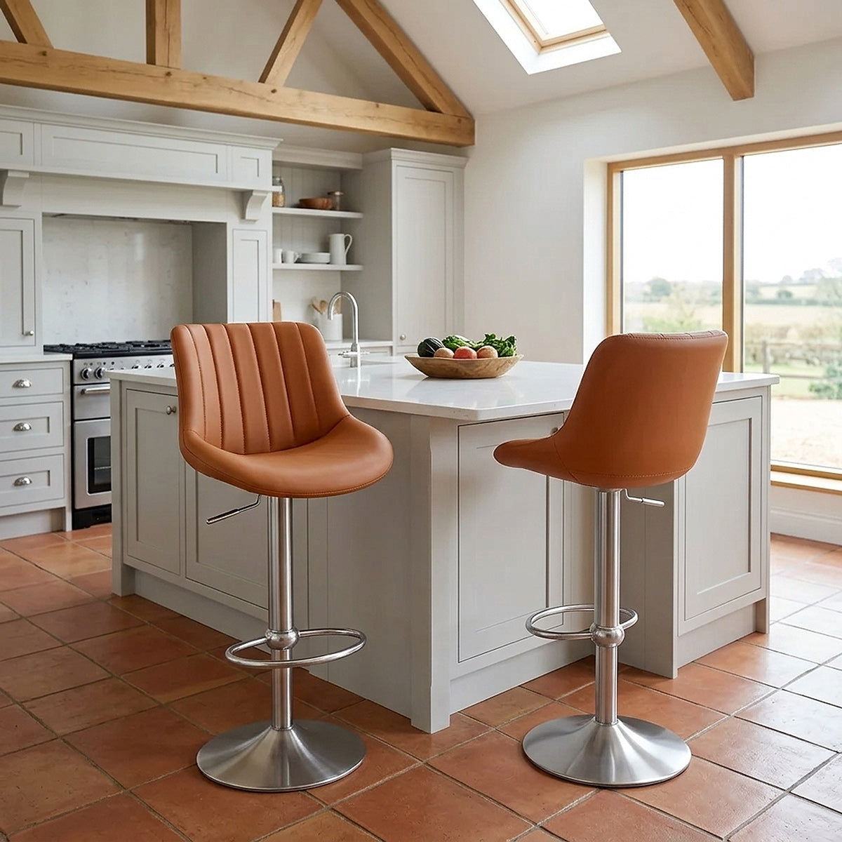 Versailles Real Leather Stool Tan