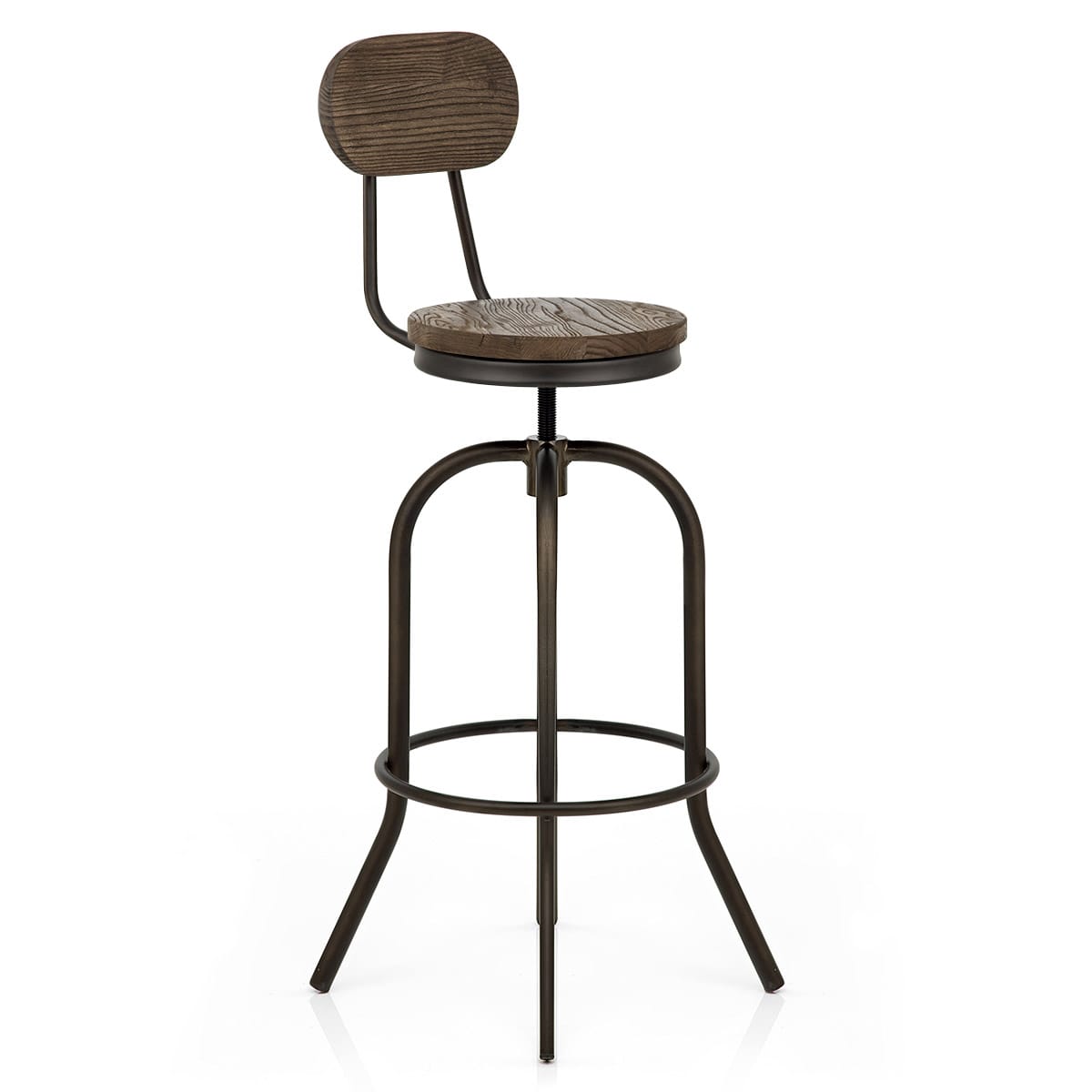 Vintage Swivel Stool Dark Wood