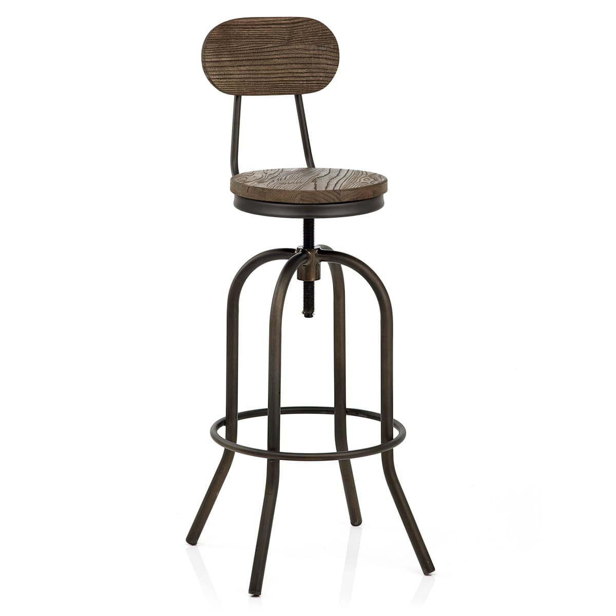 Vintage Swivel Stool Dark Wood