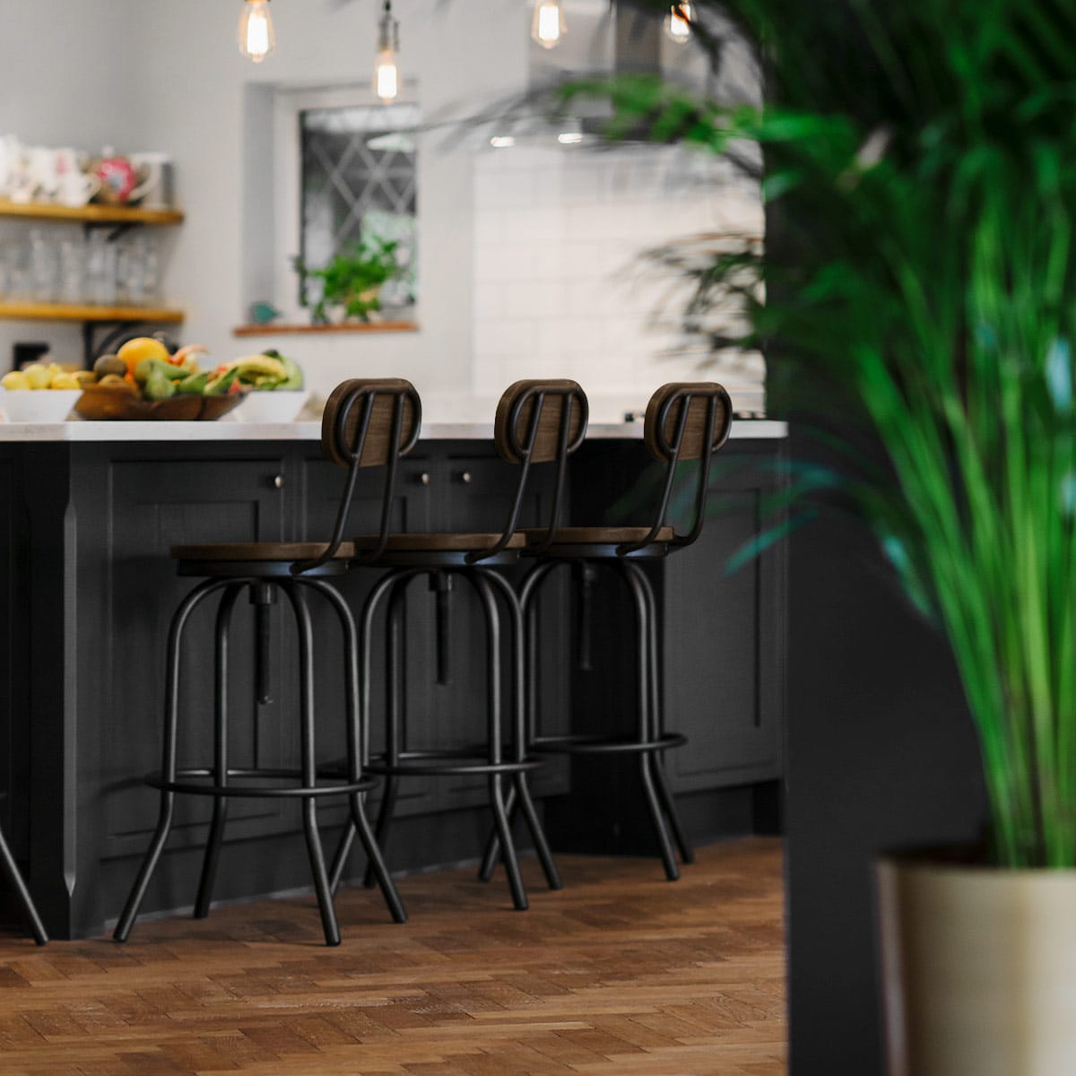 Vintage Swivel Stool Dark Wood