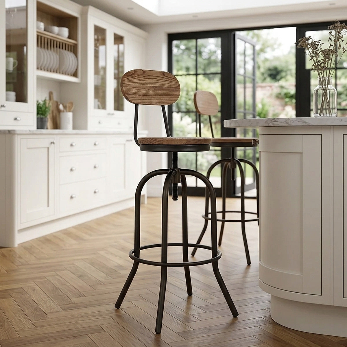 Vintage Swivel Stool Light Wood