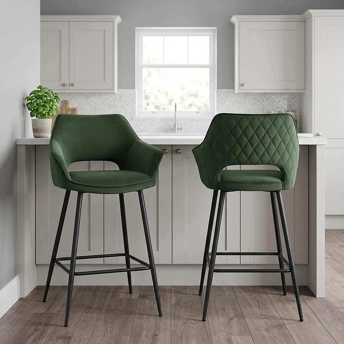 Viola Bar Stool Green Velvet