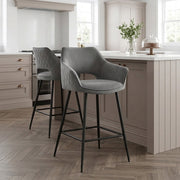 Viola Bar Stool Grey Velvet