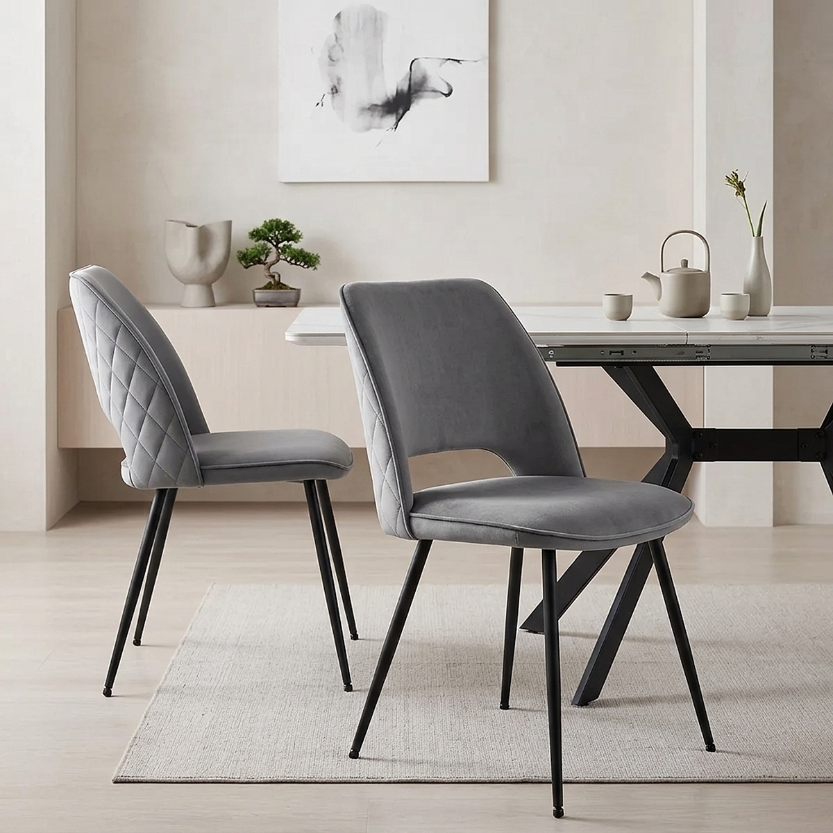 Viola Dining Chair Grey Velvet