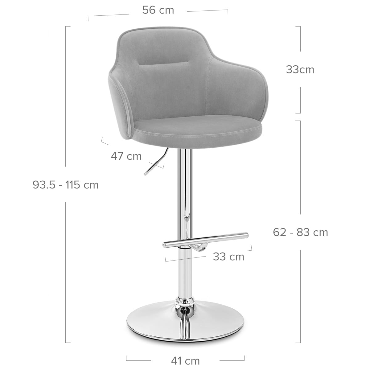 Vista Bar Stool Grey Velvet