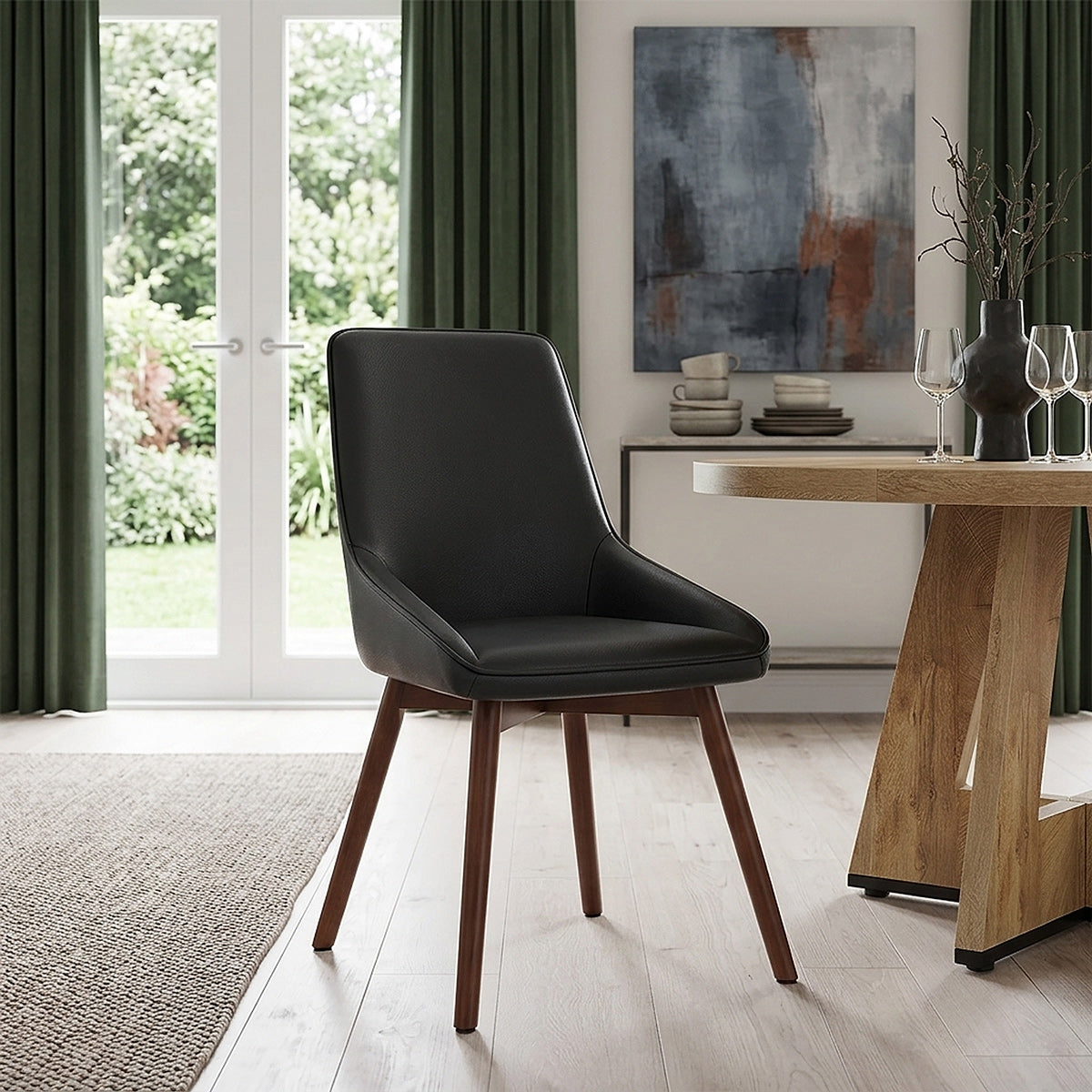 Vito Real Leather Dining Chair Black