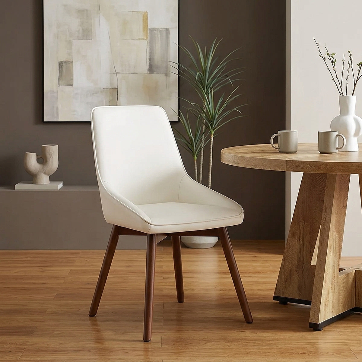 Vito Real Leather Dining Chair Cream