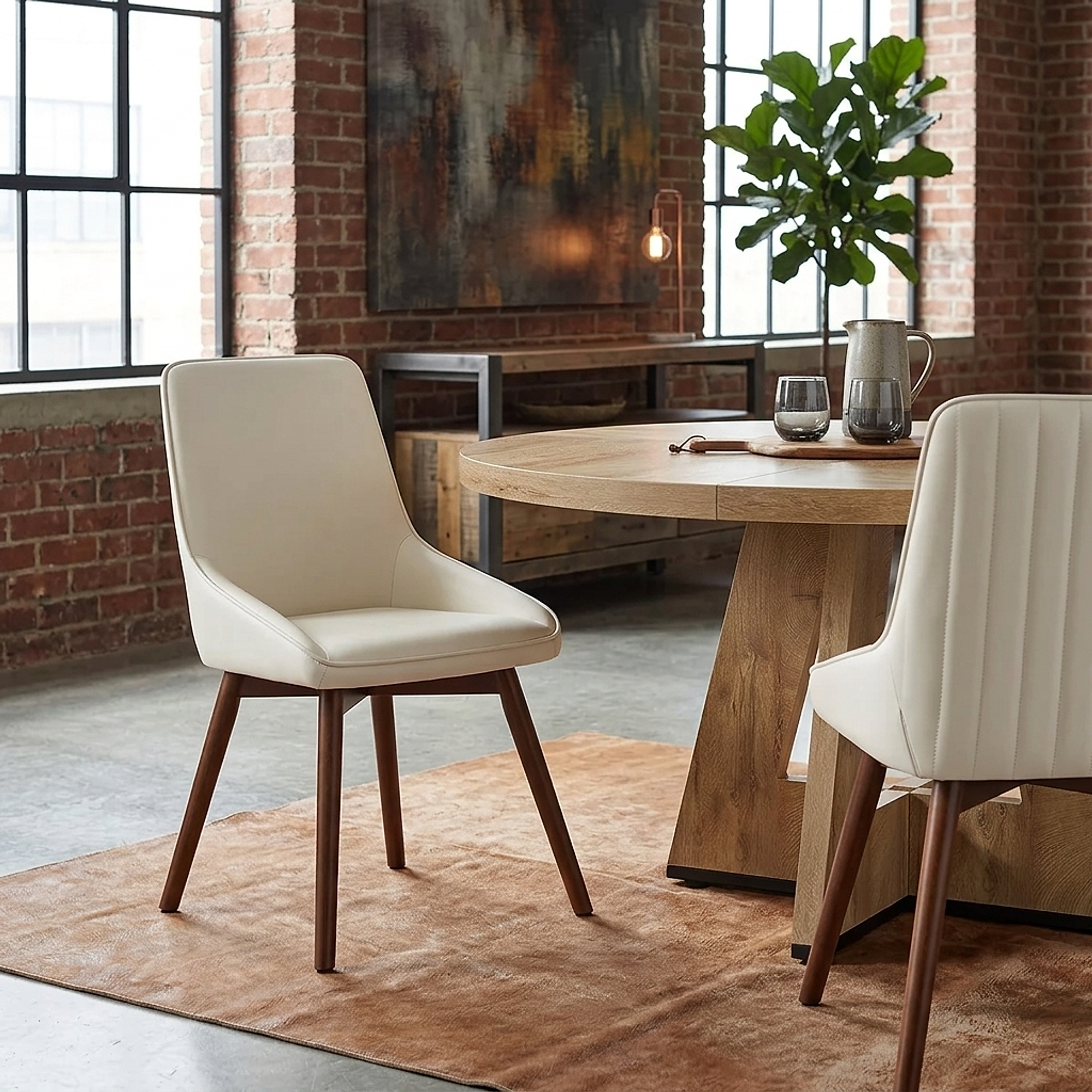 Vito Real Leather Dining Chair Cream