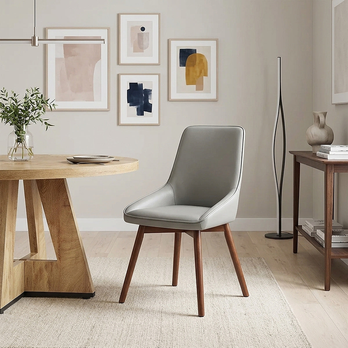Vito Real Leather Dining Chair Grey