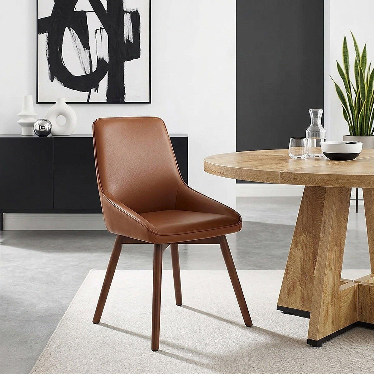 Vito Real Leather Dining Chair Tan