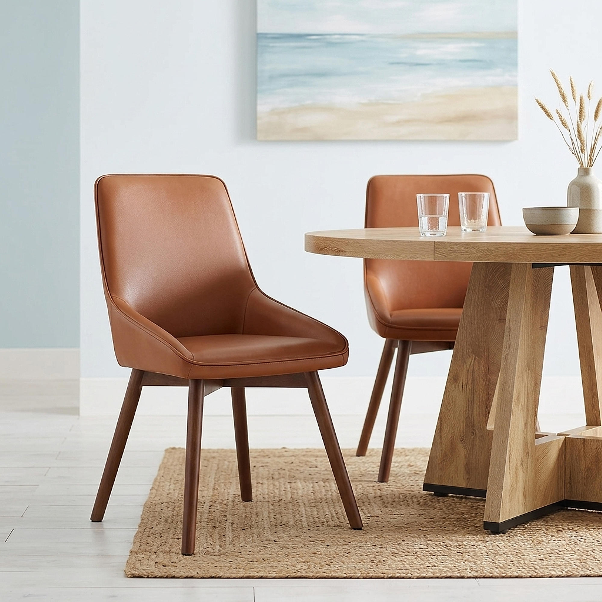 Vito Real Leather Dining Chair Tan