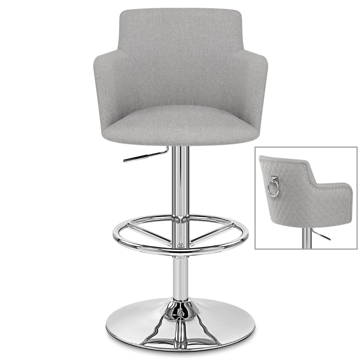Vogue Bar Stool Grey Fabric