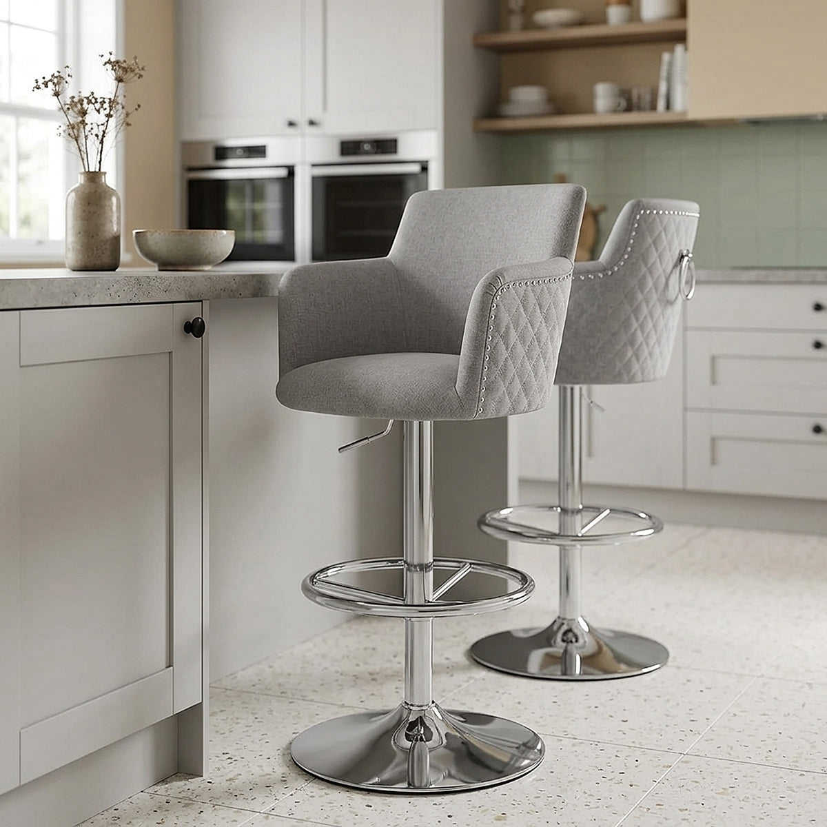 Vogue Bar Stool Grey Fabric