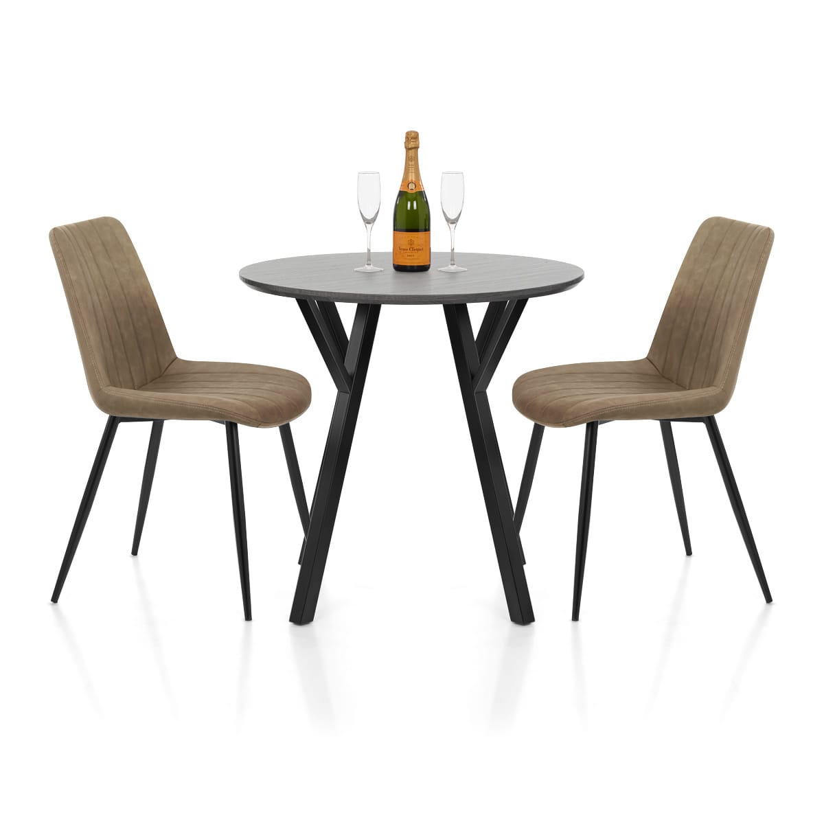 Wessex Dining Set Grey Wood & Brown