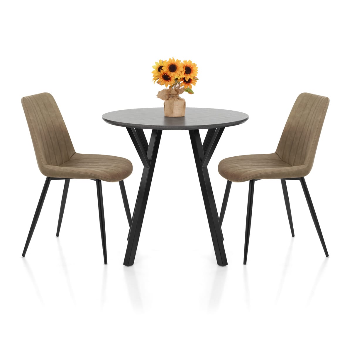 Wessex Dining Set Grey Wood & Brown
