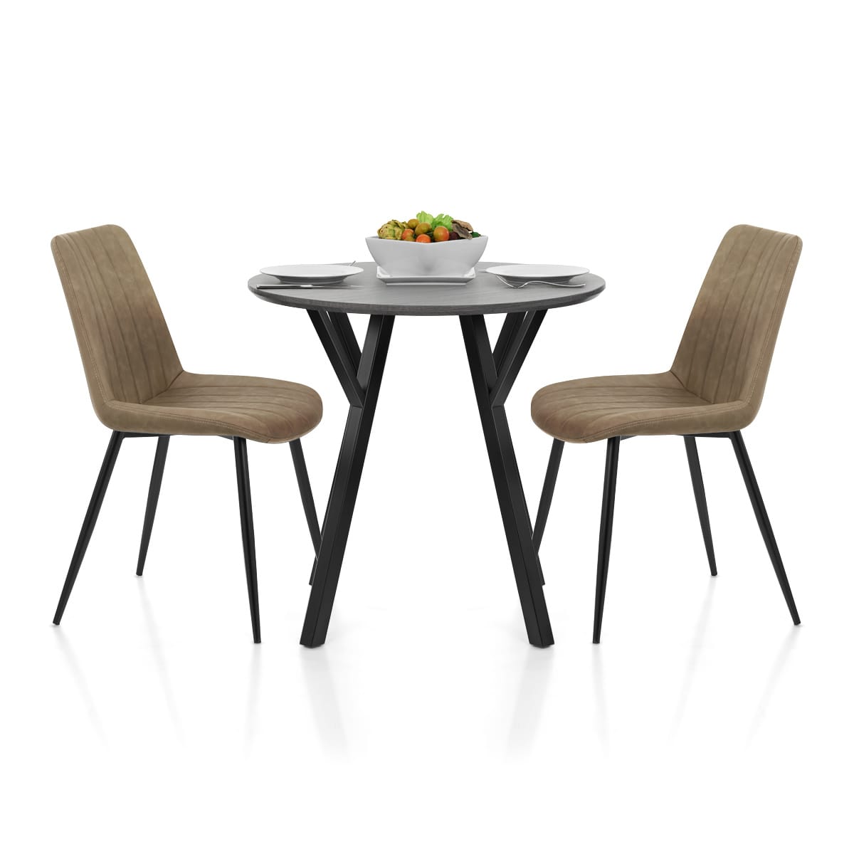 Wessex Dining Set Grey Wood & Brown