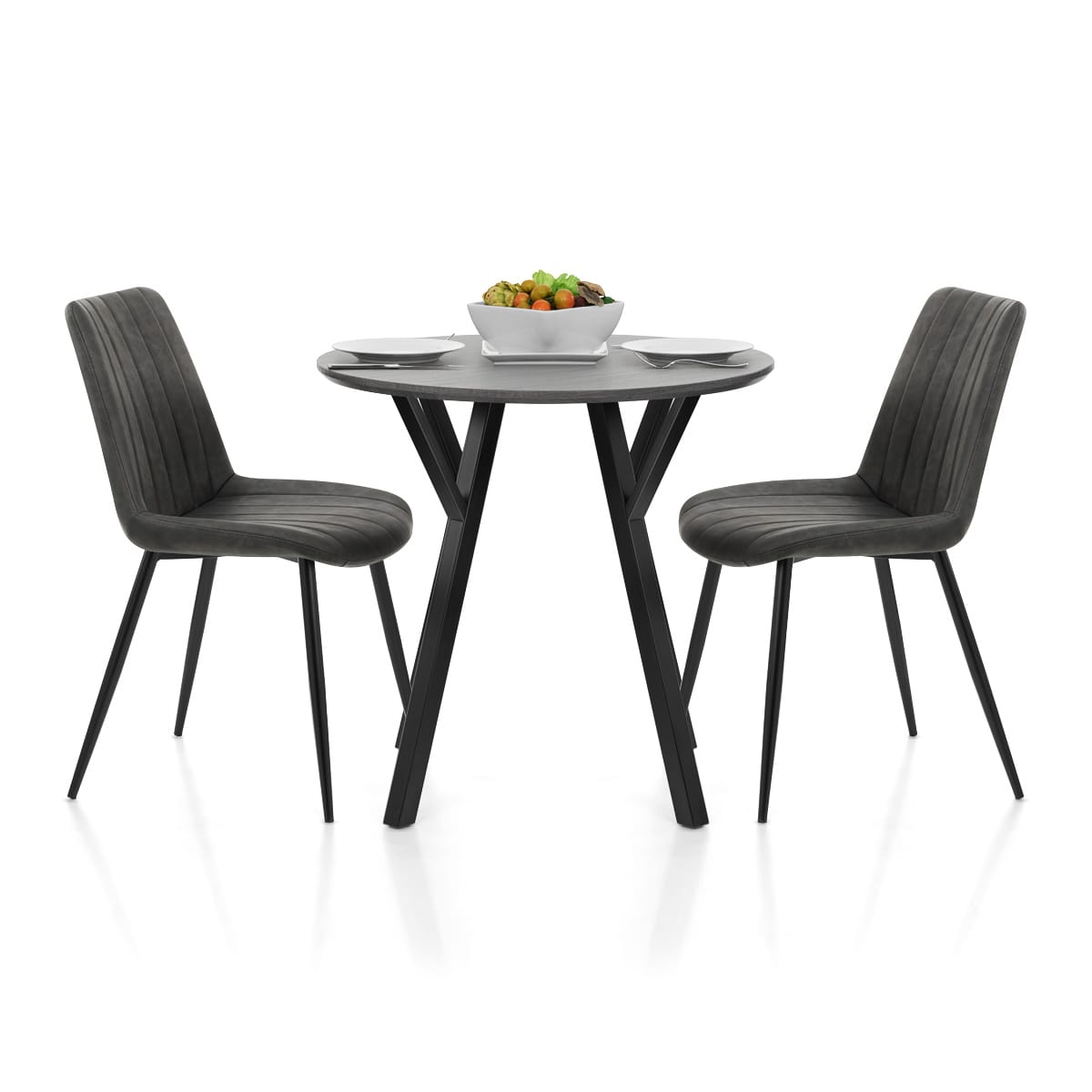 Wessex Dining Set Grey Wood & Charcoal
