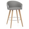 Neo Wooden Stool Grey Leather