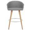Neo Wooden Stool Grey Leather