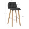 Hex Wooden Stool Black Real Leather