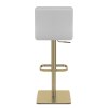 Lush Real Leather Gold Stool Light Grey