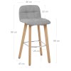 Hex Wooden Stool Grey Fabric