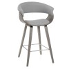 Alexis Wooden Stool Grey Fabric