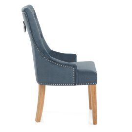 Ascot Oak Dining Chair Blue Fabric