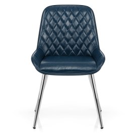 Blue Faux Leather Seat Chrome Frame, Navy Blue Faux Leather Dining Chairs