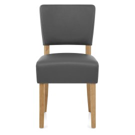 Rhodes Oak Dining Chair Grey Leather