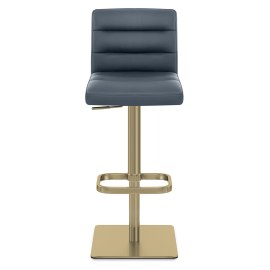 Lush Real Leather Gold Stool Blue