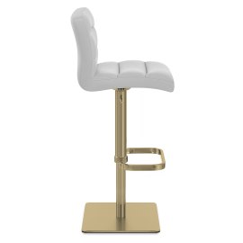 Lush Real Leather Gold Stool Light Grey