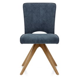 Dexter Wooden Dining Chair Blue Fabric