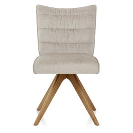 Forte Wooden Dining Chair Beige Fabric