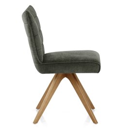 Forte Wooden Dining Chair Green Fabric