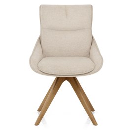 Creed Wooden Dining Chair Beige Fabric
