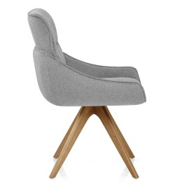 Creed Wooden Dining Chair Light Grey Fabric
