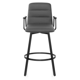 Marco Stool Black Arms & Grey Leather