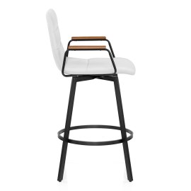 Marco Stool Walnut Arms & White Leather