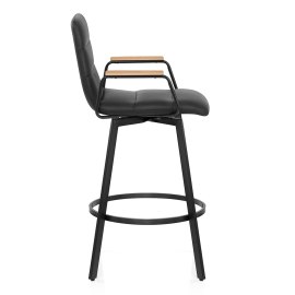 Marco Stool Oak Arms & Black Leather