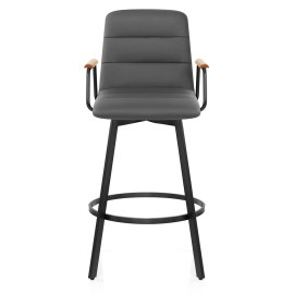 Marco Stool Oak Arms & Grey Leather