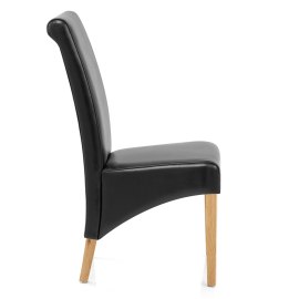 Carlo Oak Chair Black Leather
