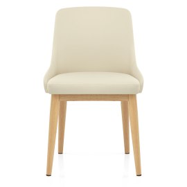 Jersey Chair Oak & Cream Faux Leather