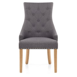 Ascot Oak Dining Chair Charcoal Fabric