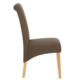 Carlo Oak Chair Brown Fabric