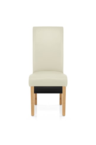 Carlo Oak Chair Cream Leather, Oak Leather Chairs