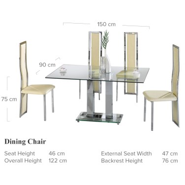 Ankara Dining Set & Trinity Chair Dimensions