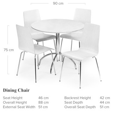 Mandy Dining Set White Dimensions