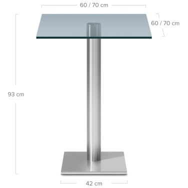 Le Monde Square Bar Table Glass Dimensions