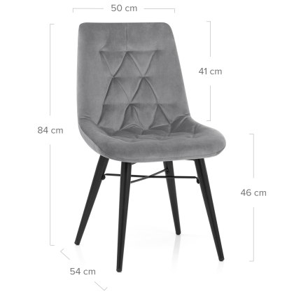 Roxy Dining Chair Grey Velvet Dimensions